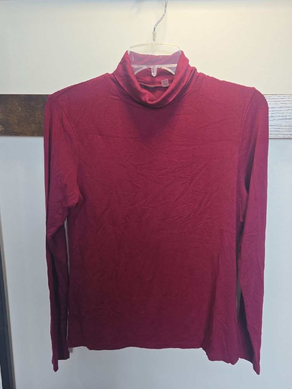 Women's Burgundy Long-Sleeve Turtleneck Top